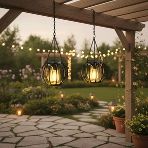 Güneş Enerjili Su Geçirmez IP65 <span class=keywords><strong>LED</strong></span> Asılı Fener Sıcak Beyaz Işık Demir Gövdeli Pil Dahil Dış Mekan Bahçe Dekor Işığı Hareket Sensörü - Product Image 3