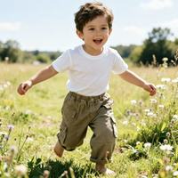 Pantalon cargo vintage 100 % coton pour enfants, personnalisable avec logo, faible MOQ, vente en gros, style boutique, vêtements pour tout-petits garçons et filles