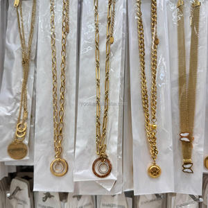 Collar de Acero Inoxidable con Colgante Geométrico y Cadena de Circonita Cúbica en Capas Estilo Romano, Venta al Por Mayor <span class=keywords><strong>2025</strong></span>, sin Deslustre para Mujer - Product Image 5