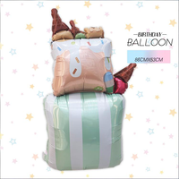 Nouveau ballon en aluminium épais pour gâteau d'anniversaire, motif crème glacée à la fraise, pour décorations de fête d'enfants, 5 couleurs, imprimé UV