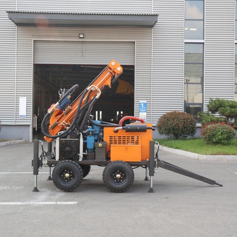 W Type Engine Design Water Well Drilling Machine Wheel Type Diesel Engine Hydraulic Portable ...