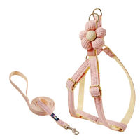 Ensemble Harnais et Laisse pour Chien avec Décoration Florale Colorée, Harnais en Nylon Tressé Doux et Respirant, Réglable pour Chiots