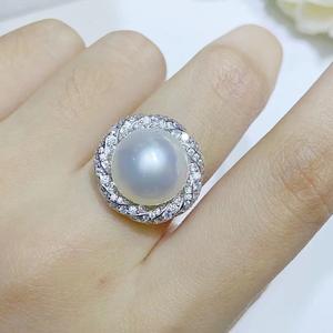 Collier pendentif en argent S925 avec perle ronde de 11-12 mm, ensemble de deux pièces avec bague, bijoux en argent épais et atmosphérique - Product Image 3