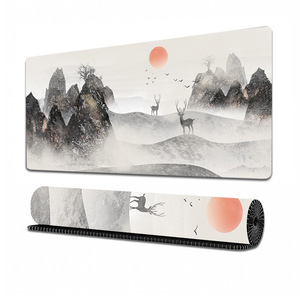 Tapis de bureau de jeu anti-rayures en caoutchouc, grand format, motif Grande Vague japonaise Anime, bords cousus personnalisables, pour clavier - Product Image 4