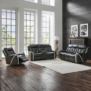 Juego de Sofás Convertibles Europeos Modernos de Poliuretano y Cuero Combinados con Almacenamiento, Sillón Reclinable Ergonómico, Muebles para Sala de Estar - Product Image 3