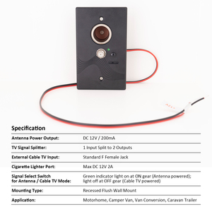 Panel de Alimentación de <span class=keywords><strong>Antena</strong></span> para RV de 12V con Divisor de Señal y Toma de Corriente de 12V CC para Autocaravanas, Caravanas, Campers y Piezas Eléctricas de RV - Product Image 5