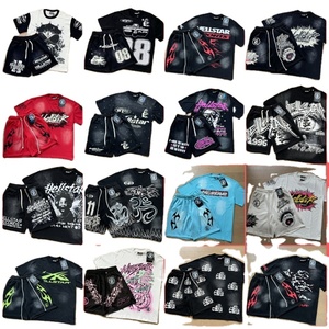 2026 Nuova Tendenza Americana High Street Hell Star HELL Maglietta Unisex in Cotone Traspirante Lavato Effetto Vintage Casual Larga Retrò a Maniche Corte - Product Image 1
