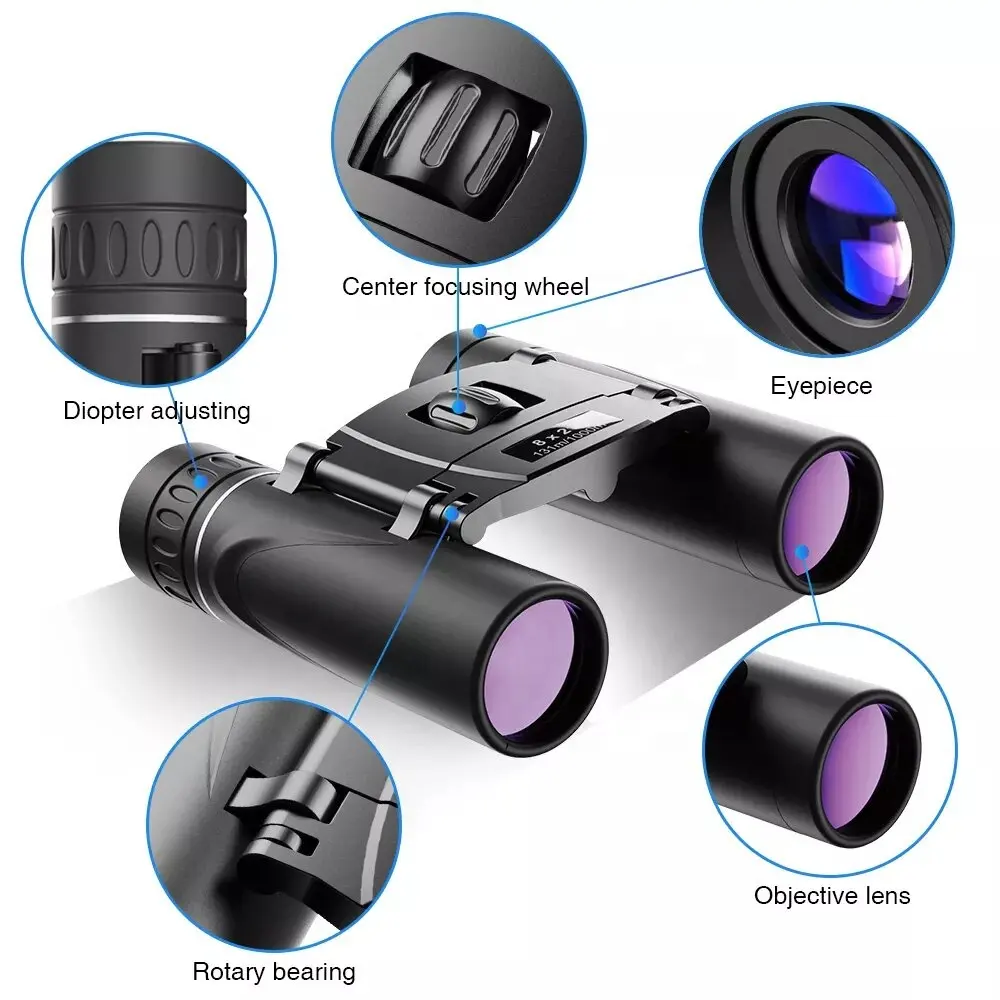 Binocular telescope 8x high definition lens for observing distant objects outdoor equipment