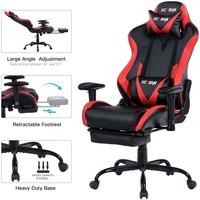 VANBOW Chaise de bureau et de jeu pivotante à hauteur réglable noire avec fonctions de massage et de refroidissement