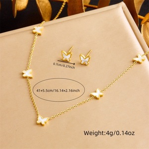 Butterfly Stainless Steel Jewelry <b>Set</b> Necklace <b>Bracelet</b> Earrings For Women Gift Fashion Accessory - Product Image 4