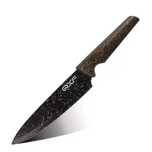 أسود اللون طلاء شفرة سكين المطبخ الصينية 3cr13 الفولاذ المقاوم للصدأ سكين الطاهي مع موقف من البلاستيك