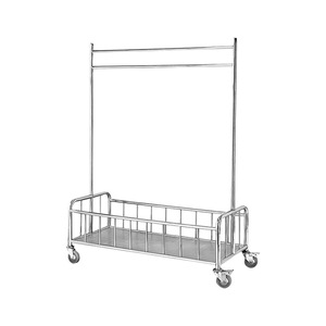 Customizable thickened and reinforced stainless <b>steel</b> hand-push clothes rack, clothes hanger, hotel room mobile clothes - Product Image 4