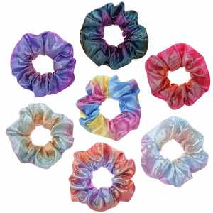 Scrunchies Solid Color Elastic Polyester Glitter Ponytail Holder Soft European American Style <b>Kids</b> Hair Ties - Product Image 3