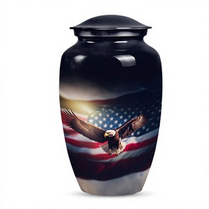 Urne funéraire pour cendres humaines de vétéran militaire, motif drapeau américain, grande urne commémorative pour adultes, vente en gros - Product Image 6