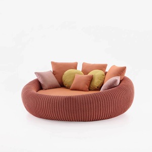 Lit de plage tout temps haut de gamme, grand lit de jour, design hôtelier en aluminium de haute qualité, lit rond d'extérieur en corde - Product Image 5