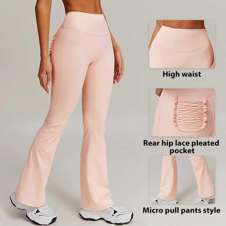 High Waist Hip Lift Lace Nude Feel Yoga Pants Running Fitness