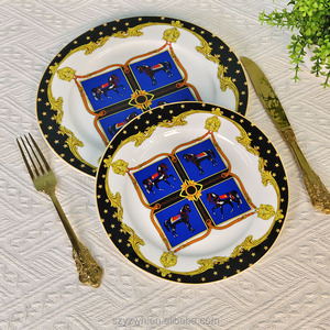 Plato Decorativo Retro Azul Banquete de 10 Pulgadas, Plato de Cerámica de 8 Pulgadas <span class=keywords><strong>para</strong></span> Pastel, Ensalada o Carne - Product Image 3