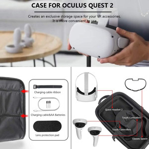 Funda rígida de viaje para Oculus <span class=keywords><strong>Quest</strong></span> <span class=keywords><strong>2</strong></span>, almacenamiento todo en uno, Compatible con correa <span class=keywords><strong>Elite</strong></span>, auriculares VR y más accesorios - Product Image 2