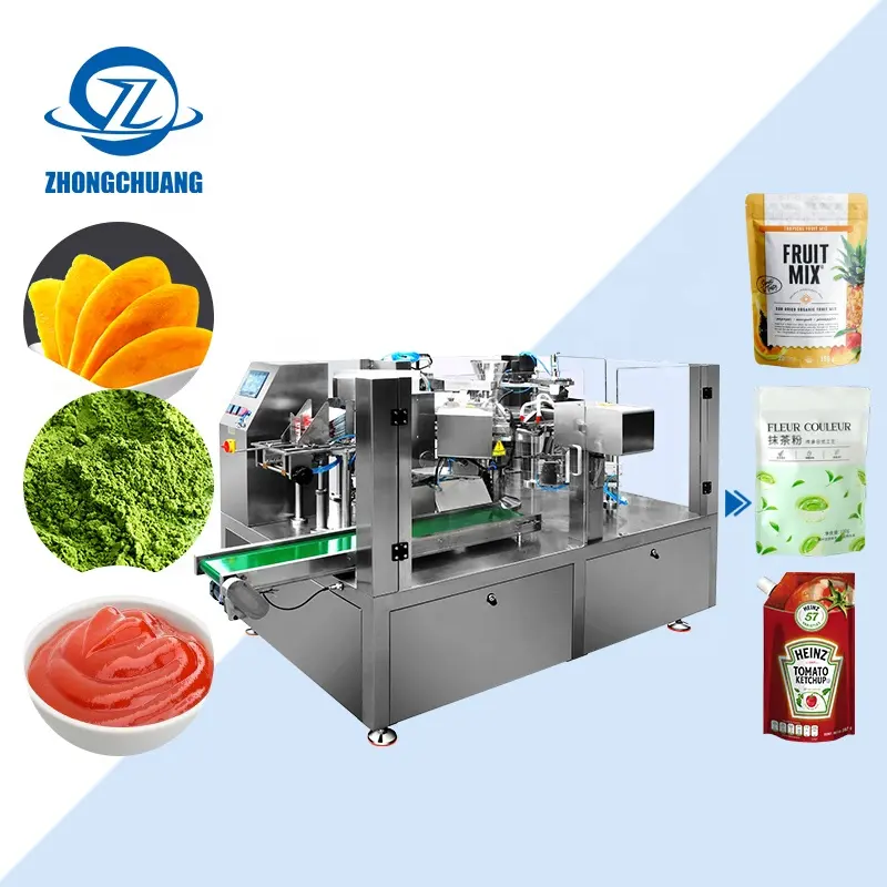 Machines d'emballage de remplissage horizontales à 8 stations Haricots Machine d'emballage automatique de sacs préfabriqués à granulés pour aliments secs