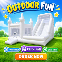 Château gonflable multicolore avec toboggan - Matériel PVC - Aire de jeux élégante sur le thème des mariages pour enfants - Amusement intérieur et extérieur