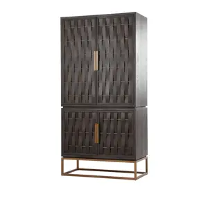 High quality nordic style metal base weave door living solid oak wood sideboard storage cabinet furniture