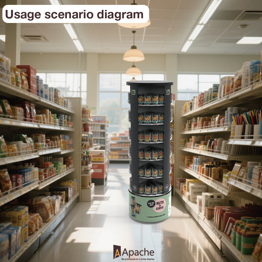 Apache Customized Rotating Display Shelf Snack Display Stand Retail Snack Display Stand for Shop — view 6