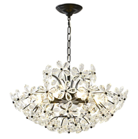 Lustre suspendu moderne en cristal noir en forme de fleur pour hôtel, idéal pour salon - Vente en gros
