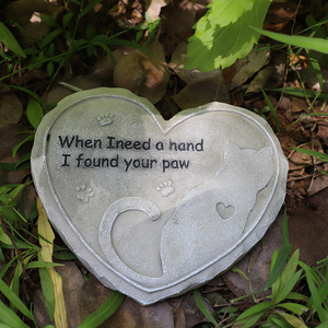 사용자 정의 수지 애완 동물 개 고양이 기념 돌 정원 무덤 Markertombstone 애완 동물 기념 디딤돌 하트 모양 정원 장식 - Product Image 4
