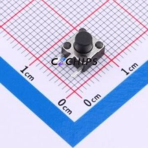 TS-1095C-A5B2-D2 Tactile Switch Bent Lead Through Hole-3P,6x6mm Single Pole Single Throw Round Button 1.8N Right Angle Insert - Product Image 1