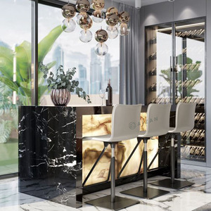 Hiện đại nhà nhỏ quầy bar U hình dạng LED Onyx mờ đá cẩm thạch Câu Lạc Bộ khách sạn LED ánh sáng quầy bar thiết kế tùy chỉnh - Product Image 2