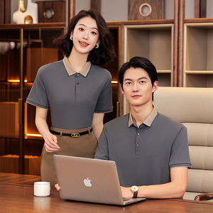 2025 mùa hè mới thời trang nam nữ áo polo chống nhăn vải dệt kim co giãn không biến dạng màu tương phản golf ngắn - Product Image 1