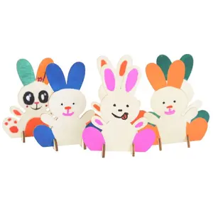 复活节和假日工艺木饰3D未完成兔子装饰雕刻切割设计油漆和DIY装在礼品袋中