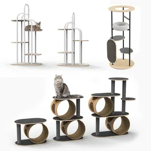 Kattenboom Grote Schattige Luxe Goedkope Kat Toren Met Hangmat Hoge Kwaliteit Hout Vrijstaande Oem Voor Katten