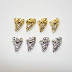 Gold Silver Plated paved CZ Shark Teeth Shape Metal Charms For Bracelets making