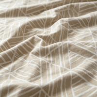 Parure de lit beige à imprimé géométrique 4 pièces en microfibre, drap-housse, housse de couette, taies d'oreiller, linge de lit pour hôtel et maison, vente en gros