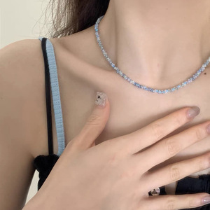 Collier de perles en pierre naturelle colorée, chaîne de clavicule en argent sterling S925, style coréen, doux et sophistiqué, pour un usage quotidien - Product Image 2