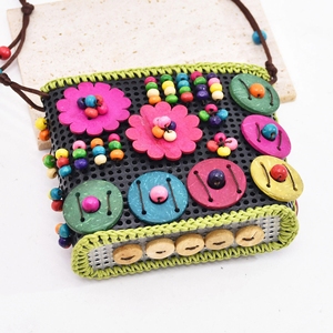 Piccola borsa di perle di legno fiore per portafogli da ragazza, borse a tracolla, borse per carte - Product Image 6