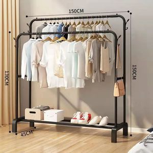 Nuovo Design: Stendibiancheria in Metallo <span class=keywords><strong>da</strong></span> Terra con Base in PP, per Interni/Esterni, Antiruggine, con Doppia Asta, Porta Cappotti e Stendino - Product Image 4