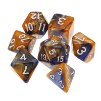 Jeu de dés assortis, ensemble avec sac à cordon noir, style polyhémisphère