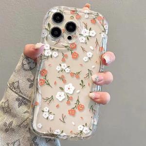 <span class=keywords><strong>Cover</strong></span> per telefono cellulare in Silicone TPU con bordo ondulato con fiore bianco <span class=keywords><strong>arancione</strong></span> per <span class=keywords><strong>Iphone</strong></span> 8 X Xr Xs <span class=keywords><strong>11</strong></span> 12 13 14 15 16 17 Pro Max - Product Image 2