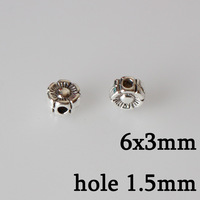 Perles d'espacement argentées 6mm 8mm, pièces de bijouterie, accessoires floraux rétro en fer argenté antique pour la fabrication de bijoux