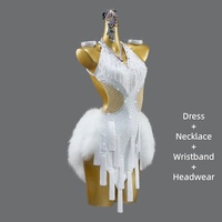 Robe de danse latine à plumes, costume de compétition professionnel à franges, tenue de danse Samba style Blackpool pour femmes