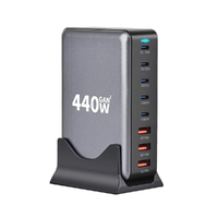 Chargeur USB C 320W 440W 500W 600W Type C PD 140W 100W GaN à charge rapide, station de charge de bureau 8 ports pour téléphone portable
