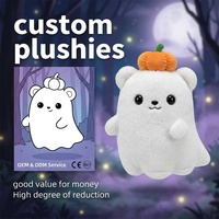 Oso de Peluche Fantasma Blanco Personalizado OEM, Muñeco de Peluche de Calabaza Miniatura para Halloween, Juguete de Peluche Fantasma Espeluznante para Fiestas, Venta al por Mayor