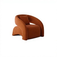 Fauteuil d'appoint moderne et minimaliste en velours floqué, design léger et courbé, pour salon, villa ou maison