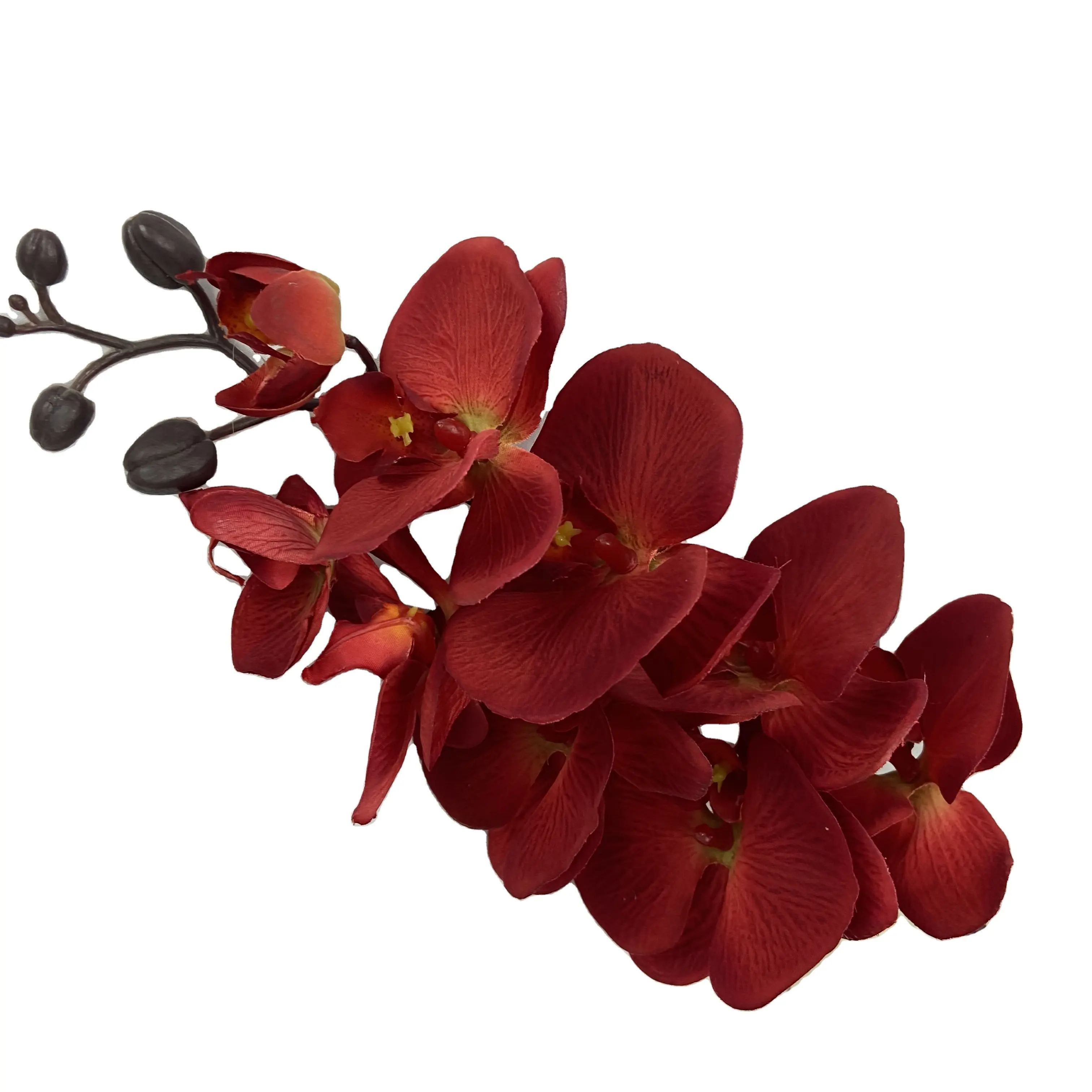 Arrangement de mariage artificielles, 9 têtes, orchidées artificielles en soie, rouges et blanches, en vente