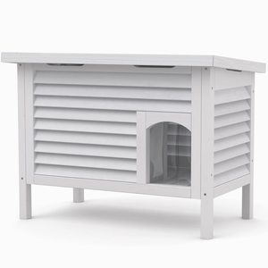 Perrera de madera aislada para perros con cortina de <span class=keywords><strong>PVC</strong></span> y piso extraíble para una fácil limpieza de la casa al aire libre para perros - Product Image 1