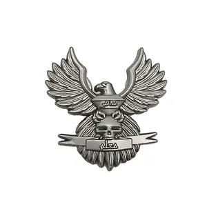 Пользовательский 3D Матовый Серебряный металлический значок ОАЭ арабский череп орел крыло