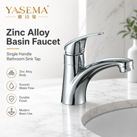 Robinet de lavabo en alliage de zinc, mitigeur de salle de bain à poignée unique, finition chromée, débit d'eau fluide, vente en gros d'usine OEM ODM