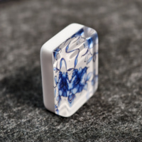 Ubin Mahjong Akrilik Transparan 2 Lapis dengan Lukisan Tinta Kustom, 160 Pcs, Gaya AS, Pengiriman 15-45 Hari